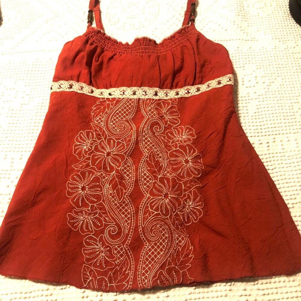 burnt orange sleeveless top